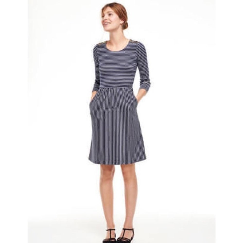 [Boden] Janie Striped 3/4 Sleeve Dress 8L / 8 - Picture 2 of 13